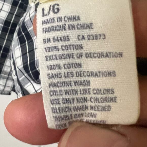 American Eagle Mens Shirt Size Large Vintage Fit Blue Plaid Button Down Logo - Picture 9 of 9